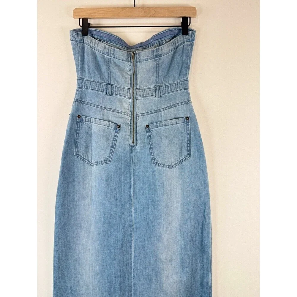 free people strapless denim dress Alexa Denim Mini Dress by Free People in Blue, Size: US 0